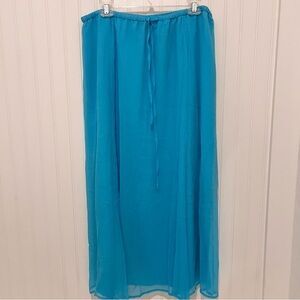 Y2K Sheer Overlay MIDI  Vibrant Blue Maxi Skirt 100% Silk